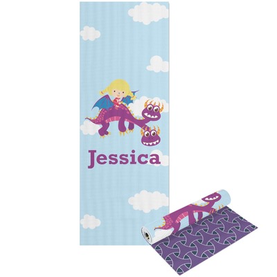 Girl Flying on a Dragon Yoga Mat - Printable Front and Back (Personalized)