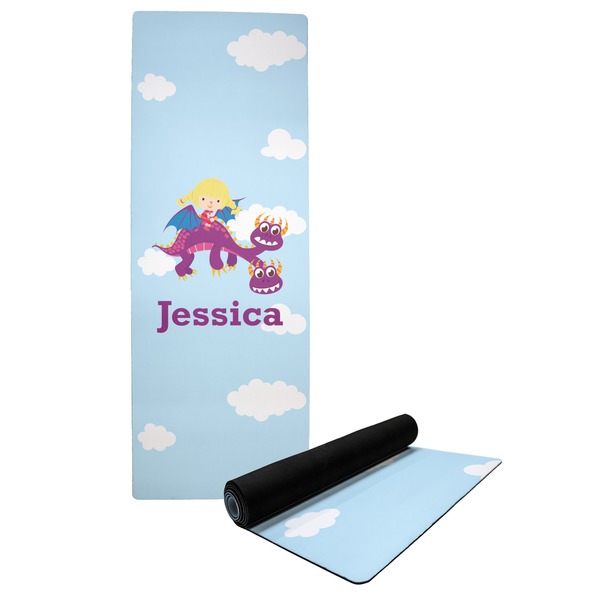 Custom Girl Flying on a Dragon Yoga Mat (Personalized)