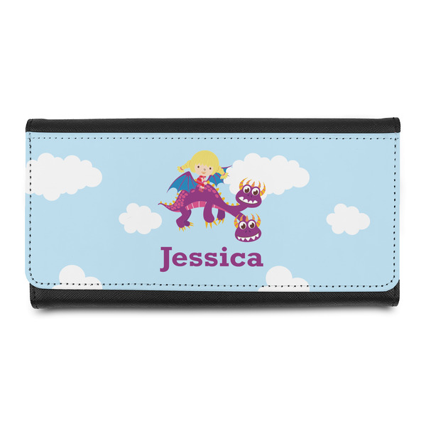 Custom Girl Flying on a Dragon Leatherette Ladies Wallet (Personalized)