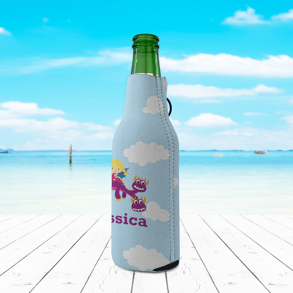 Girl Flying on a Dragon Zipper Bottle Cooler - LIFESTYLE