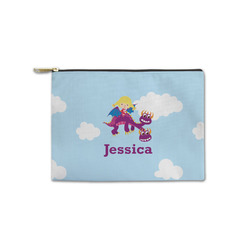 Girl Flying on a Dragon Zipper Pouch - Small - 8.5"x6" (Personalized)