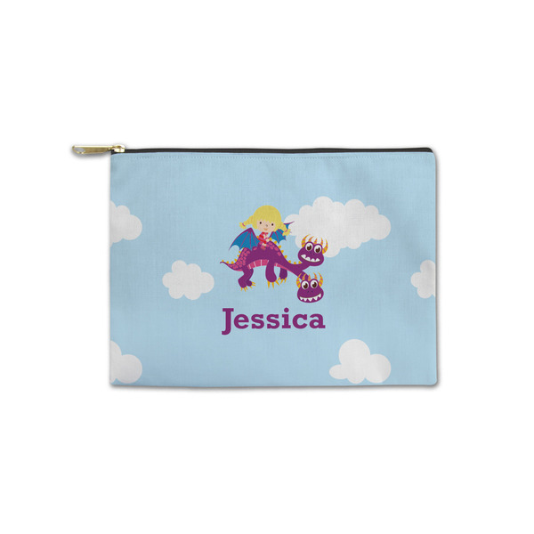 Custom Girl Flying on a Dragon Zipper Pouch - Small - 8.5"x6" (Personalized)