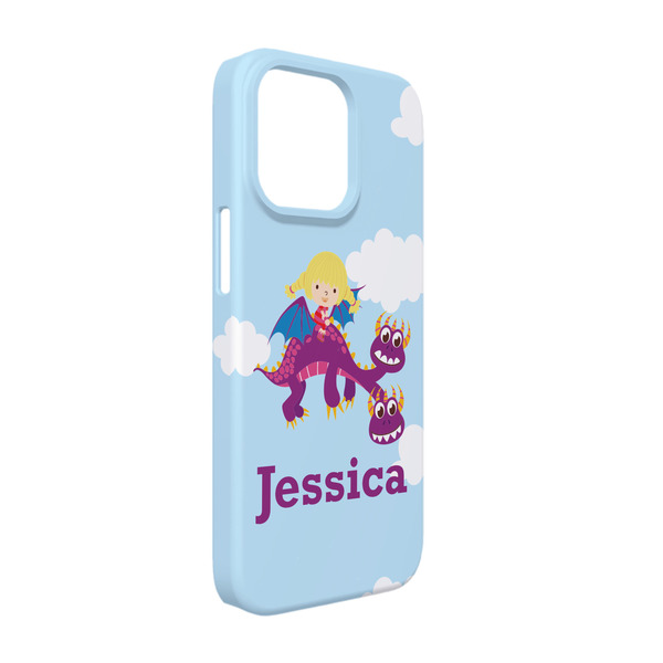 Custom Girl Flying on a Dragon iPhone Case - Plastic - iPhone 13 (Personalized)