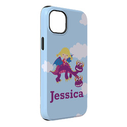 Girl Flying on a Dragon iPhone Case - Rubber Lined - iPhone 14 Plus (Personalized)