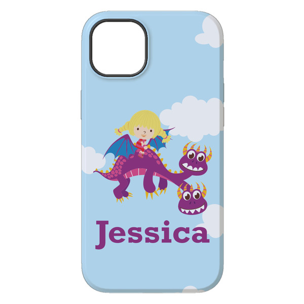 Girl Flying on a Dragon iPhone 14 Plus Tough Case - Back