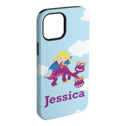 Girl Flying on a Dragon iPhone Case - Rubber Lined - iPhone 15 Pro Max (Personalized)