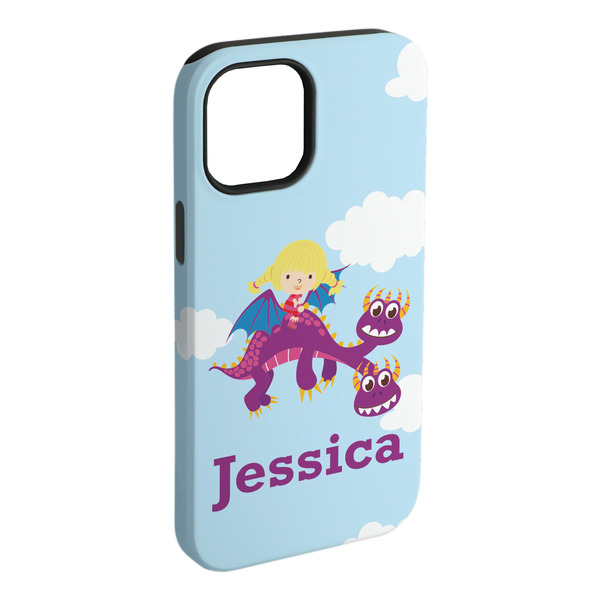 Custom Girl Flying on a Dragon iPhone Case - Rubber Lined (Personalized)