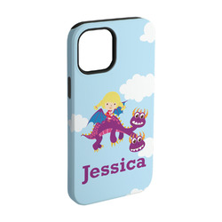 Girl Flying on a Dragon iPhone Case - Rubber Lined - iPhone 15 Pro (Personalized)