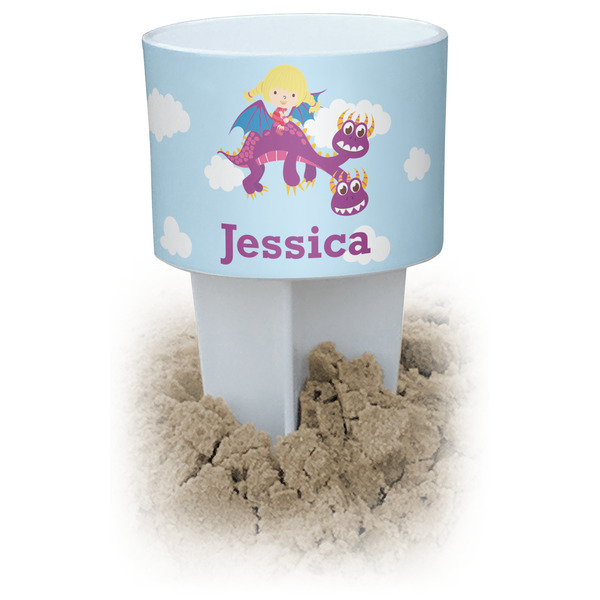 Custom Girl Flying on a Dragon Beach Spiker Drink Holder (Personalized)