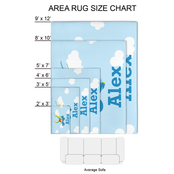 Flying a Dragon 2'x3' Indoor Area Rugs - Size Chart