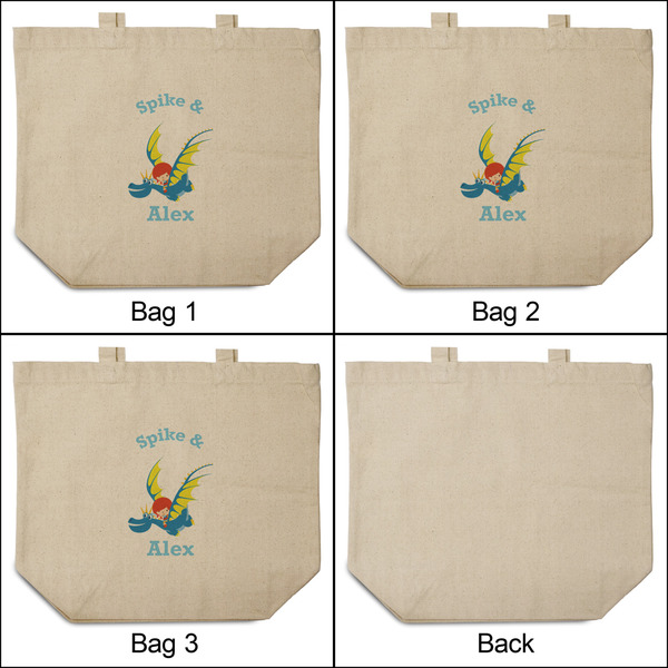 Flying a Dragon 3 Reusable Cotton Grocery Bags - Front & Back View