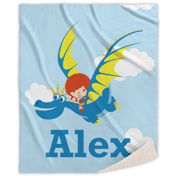 Custom Flying a Dragon Sherpa Throw Blanket (Personalized)