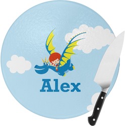 Flying a Dragon Round Glass Cutting Board - Small (Personalized)