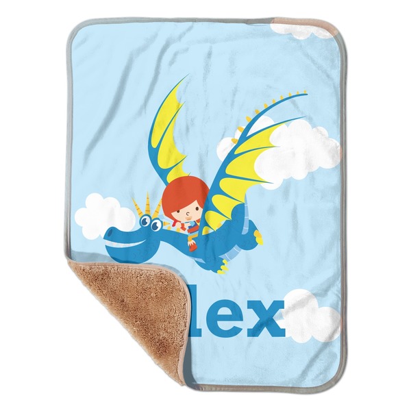Custom Flying a Dragon Sherpa Baby Blanket - 30" x 40" w/ Name or Text