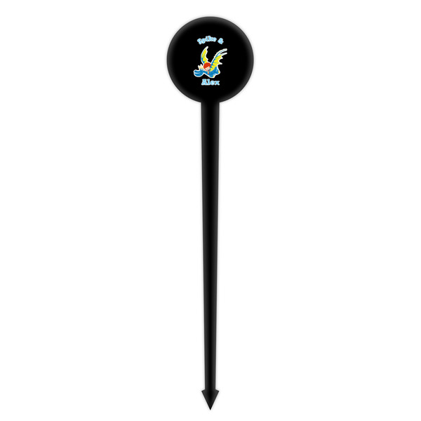 Flying a Dragon Black Plastic 4" Food Pick - Round - Single Pick
