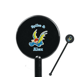 Flying a Dragon 5.5" Round Plastic Stir Sticks - Black - Single Sided (Personalized)