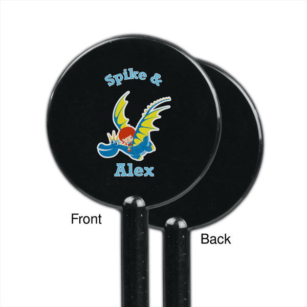 Flying a Dragon Black Plastic 5.5" Stir Stick - Single Sided - Round - Front & Back