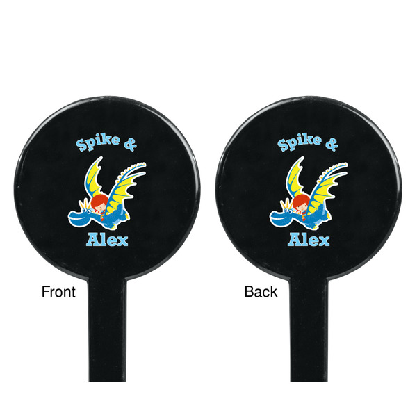 Flying a Dragon Black Plastic 7" Stir Stick - Double Sided - Round - Front & Back