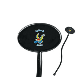 Flying a Dragon 7" Oval Plastic Stir Sticks - Black - Double Sided (Personalized)