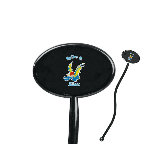 Custom Flying a Dragon 7" Oval Plastic Stir Sticks - Black - Double Sided (Personalized)