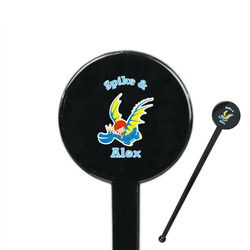Flying a Dragon 7" Round Plastic Stir Sticks - Black - Single Sided (Personalized)
