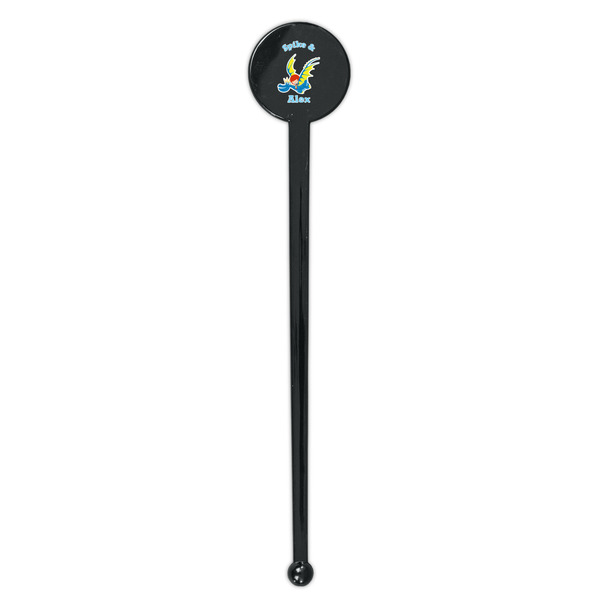 Flying a Dragon Black Plastic 7" Stir Stick - Round - Single Stick