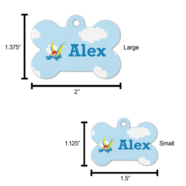 Flying a Dragon Bone Shaped Dog ID Tag - Large - Scale