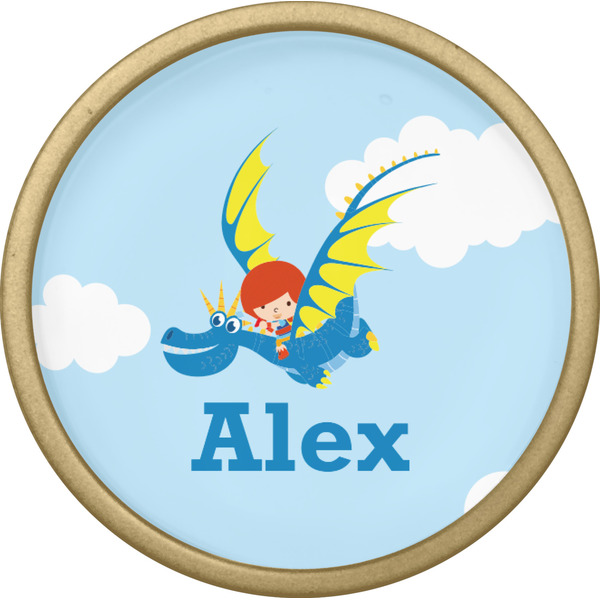 Flying a Dragon Cabinet Knob - Gold - Front