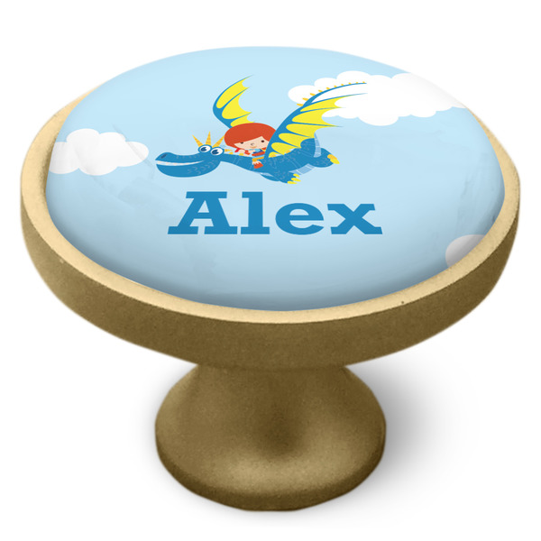 Flying a Dragon Cabinet Knob - Gold - Side