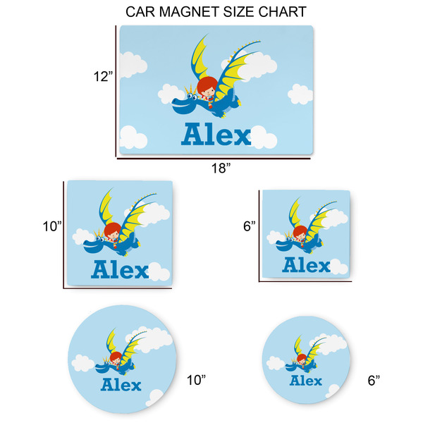 Flying a Dragon Car Magnets - SIZE CHART