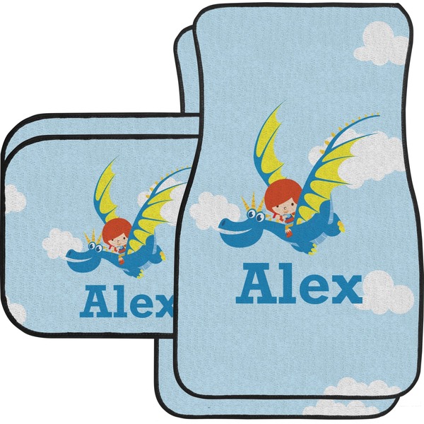Custom Flying a Dragon Car Floor Mats Set - 2 Front & 2 Back (Personalized)