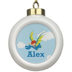 Flying a Dragon Ceramic Ball Ornament (Personalized)