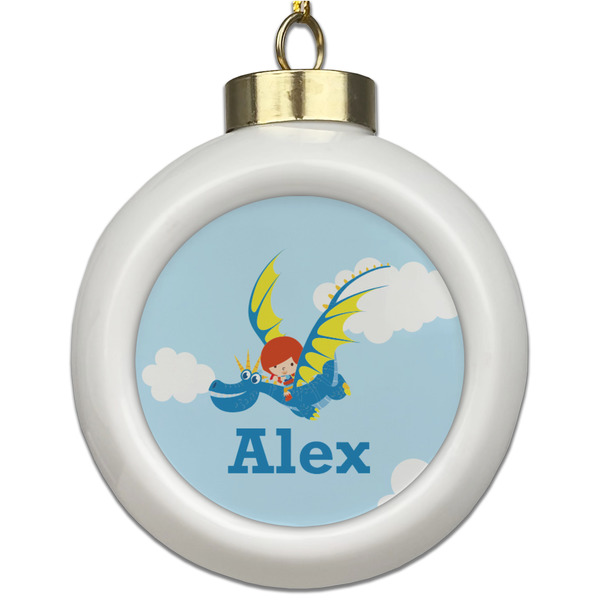 Custom Flying a Dragon Ceramic Ball Ornament (Personalized)