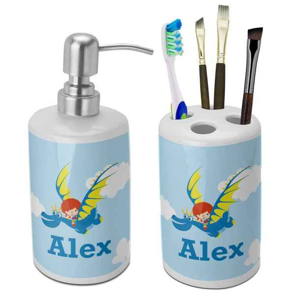Custom Flying a Dragon Ceramic Bathroom Accessories Set (Personalized)