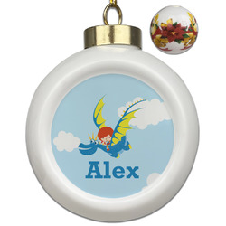 Flying a Dragon Ceramic Ball Ornaments - Poinsettia Garland (Personalized)