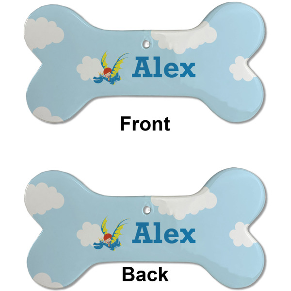 Flying a Dragon Ceramic Flat Ornament - Bone Front & Back (APPROVAL)