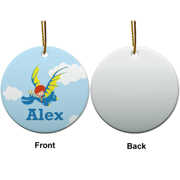 Flying a Dragon Ceramic Flat Ornament - Circle Front & Back (APPROVAL)