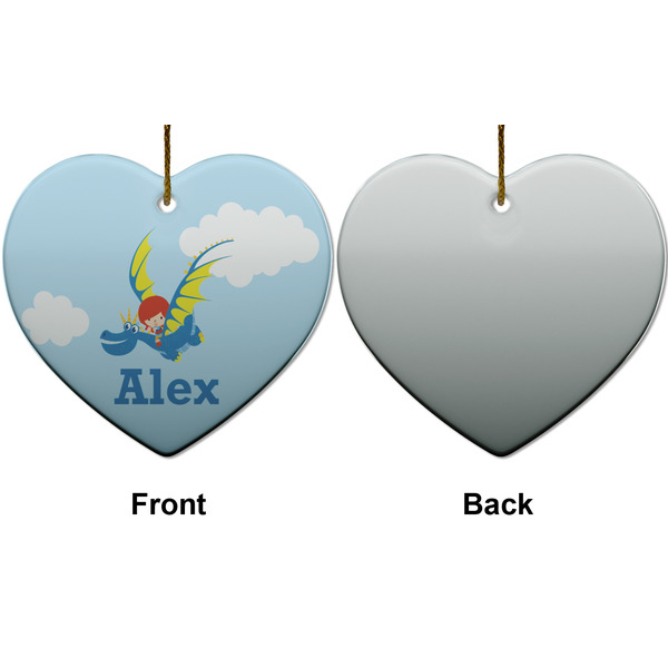 Flying a Dragon Ceramic Flat Ornament - Heart Front & Back (APPROVAL)