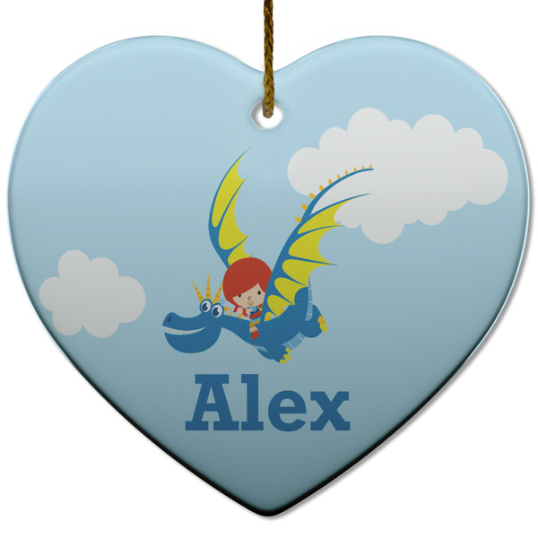 Custom Flying a Dragon Heart Ceramic Ornament w/ Name or Text