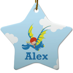 Flying a Dragon Star Ceramic Ornament w/ Name or Text