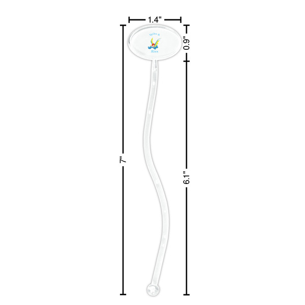 Flying a Dragon Clear Plastic 7" Stir Stick - Oval - Dimensions