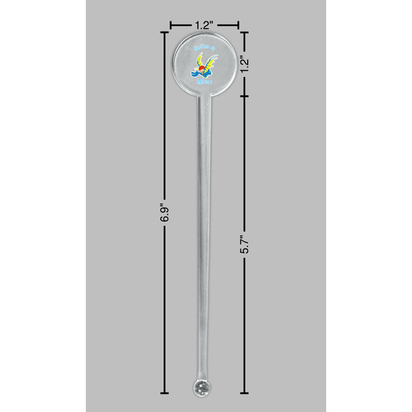 Flying a Dragon Clear Plastic 7" Stir Stick - Round - Dimensions