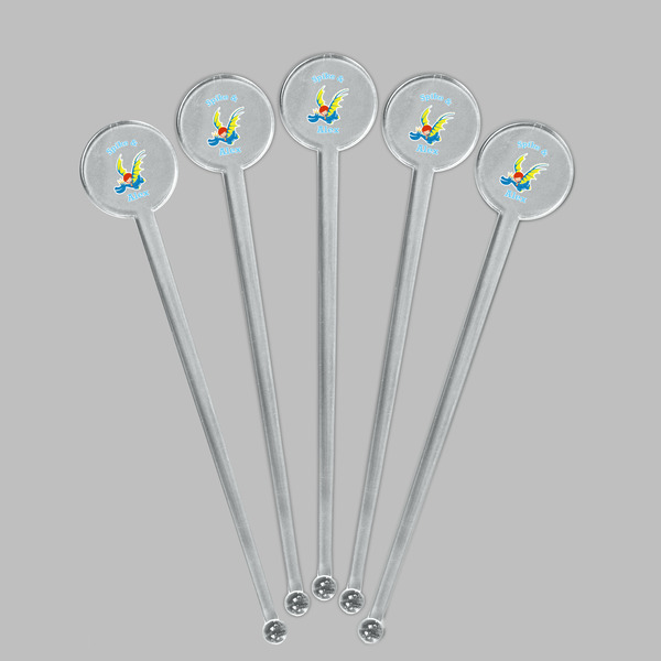 Flying a Dragon Clear Plastic 7" Stir Stick - Round - Fan View