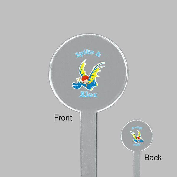 Flying a Dragon Clear Plastic 7" Stir Stick - Round - Front & Back