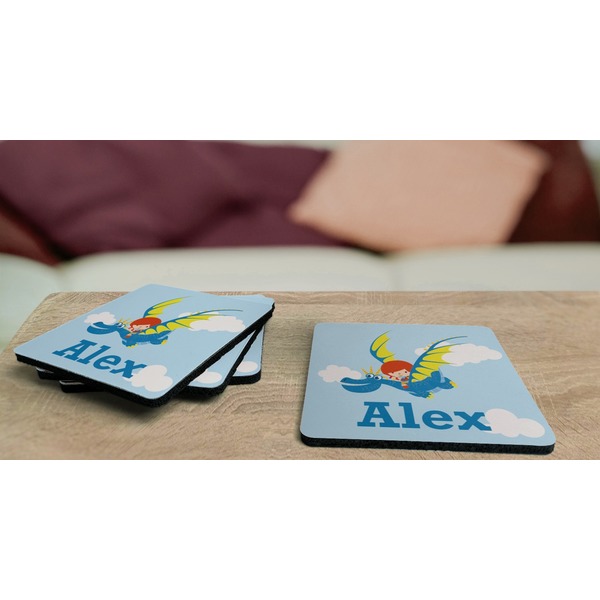 Flying a Dragon Coaster Rubber Back - On Coffee Table