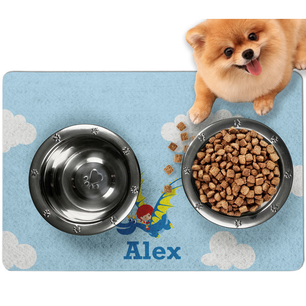 Custom Flying a Dragon Dog Food Mat - Small w/ Name or Text