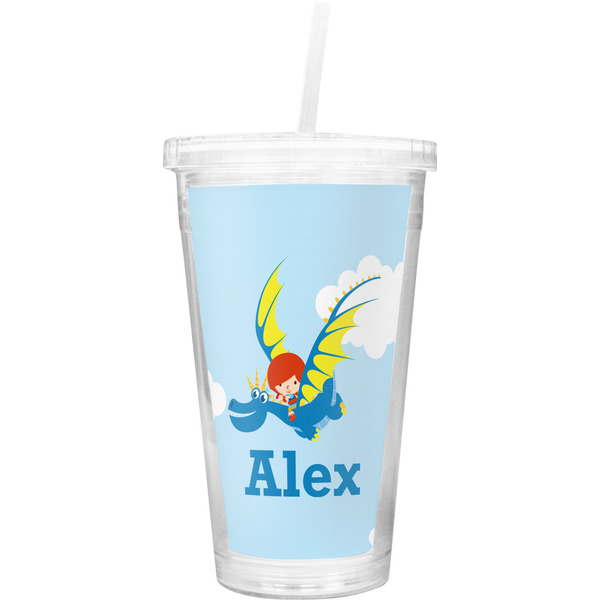 Custom Flying a Dragon Double Wall Tumbler with Straw (Personalized)