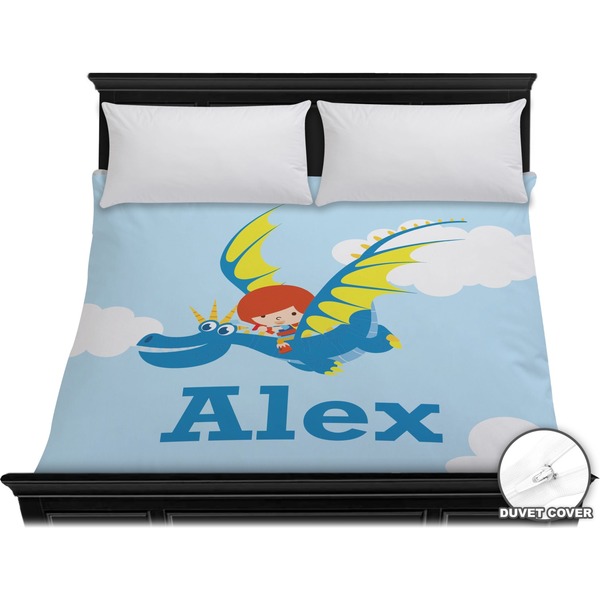 Custom Flying a Dragon Duvet Cover - King (Personalized)
