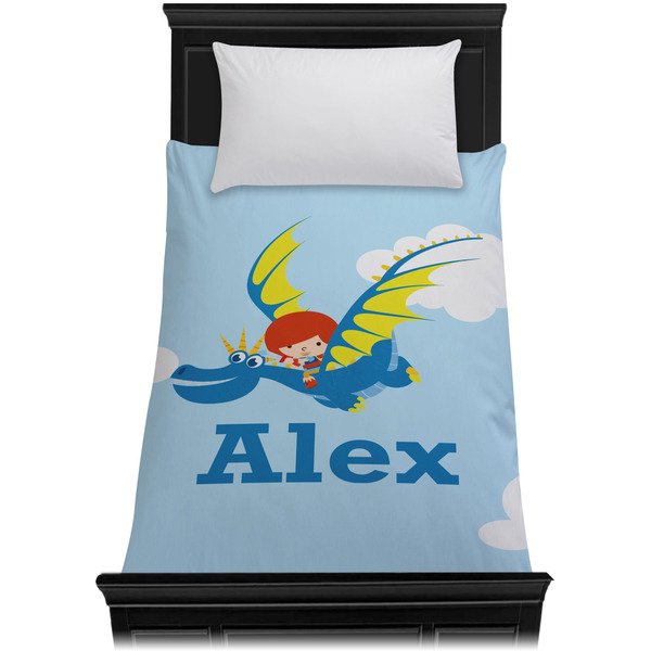 Flying a Dragon Duvet Cover - Twin XL - On Bed - No Prop