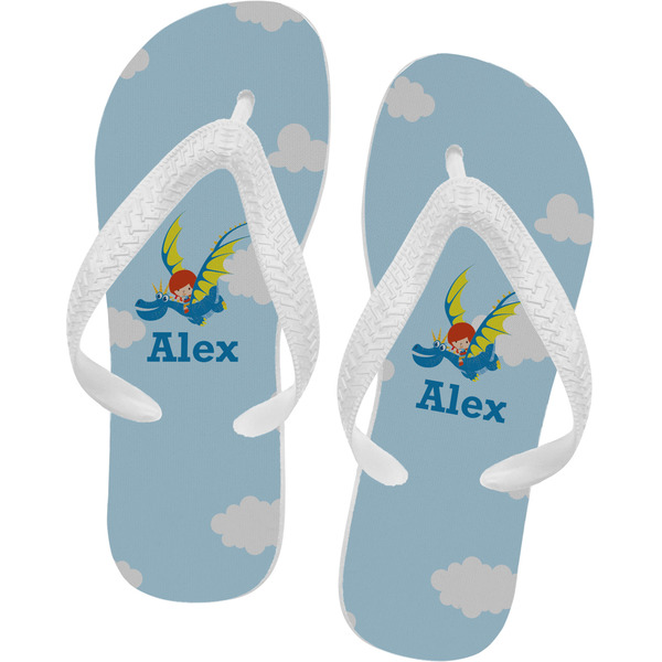 Custom Flying a Dragon Flip Flops - Large (Personalized)